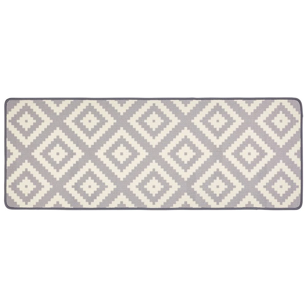 Hanse Home Kurzflor Küchenläufer Raute, Grau, 67x180 Cm