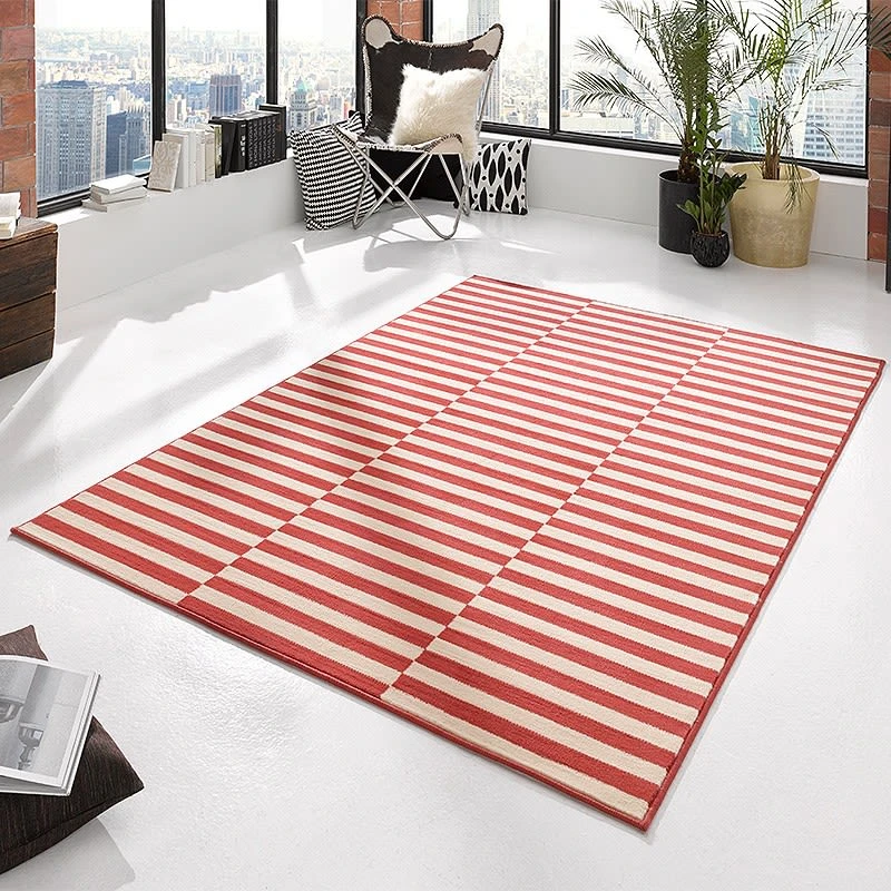 Hanse Home Kurzflor Teppich Panel Koralle Creme – Bild 3