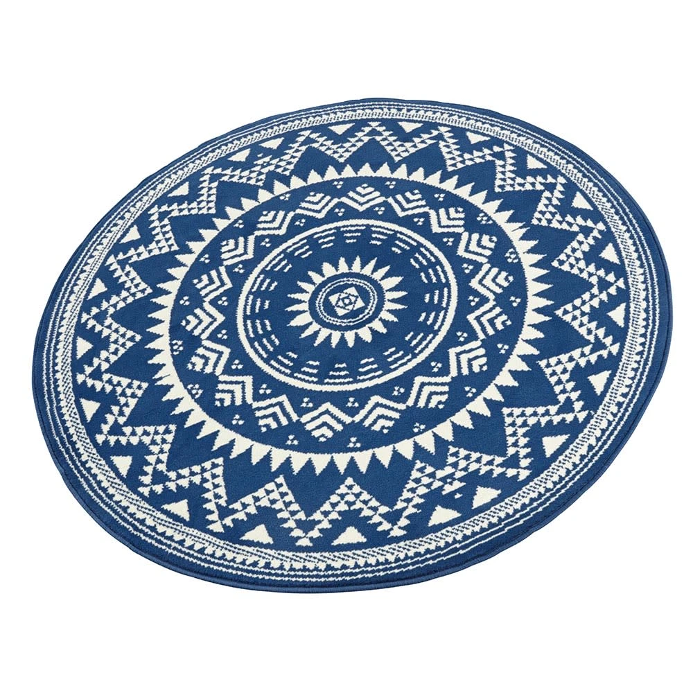 Hanse Home Kurzflor Teppich Valencia Blau Creme Rund – Bild 3