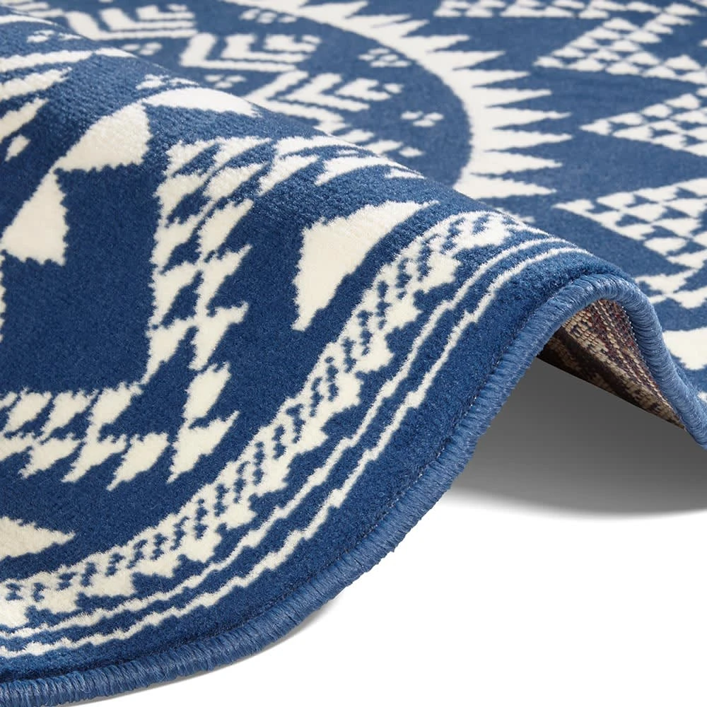Hanse Home Kurzflor Teppich Valencia Blau Creme Rund – Bild 4