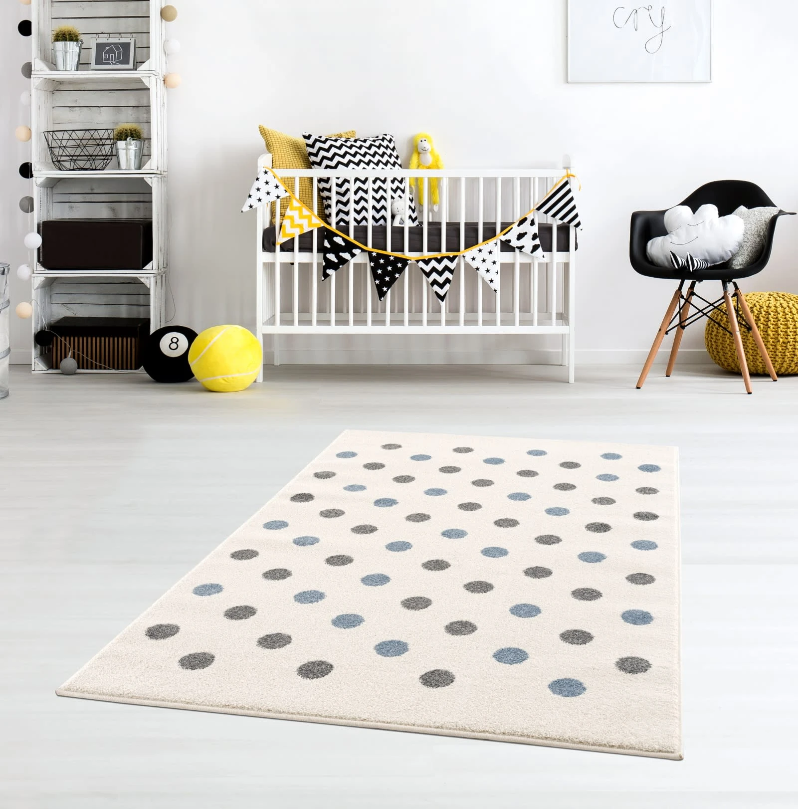 Happy Rugs Kinderteppich CONFETTI Creme/blau-silbergrau – Bild 5
