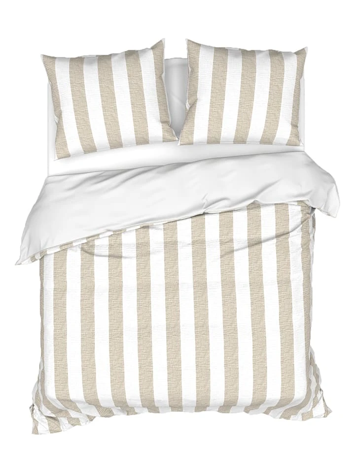Heckett & Lane Bettwäsche-Set "Quinn" In Beige/ Weiß – Bild 2