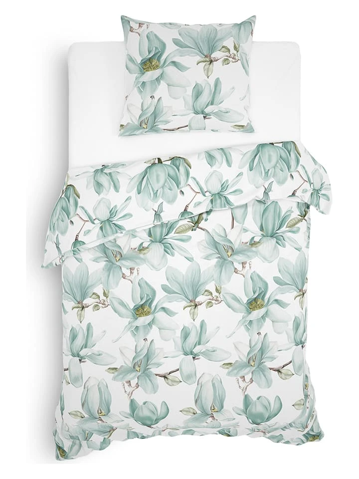 Heckett & Lane Flanell-Bettwäsche-Set "Annila" In Grün – Bild 2