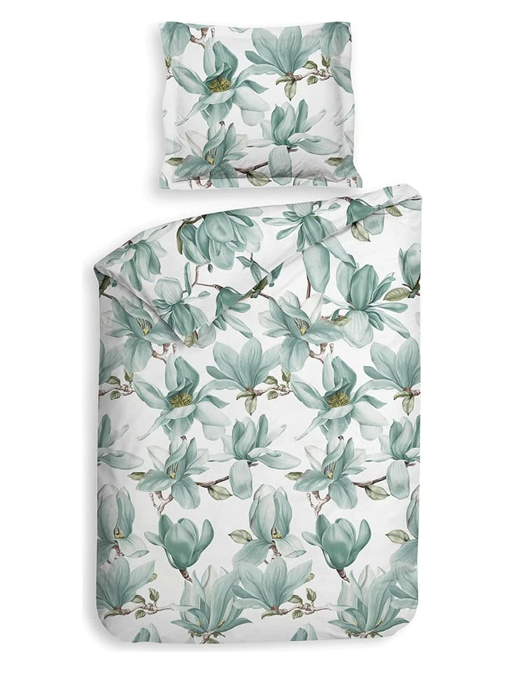 Heckett & Lane Flanell-Bettwäsche-Set "Annila" In Grün