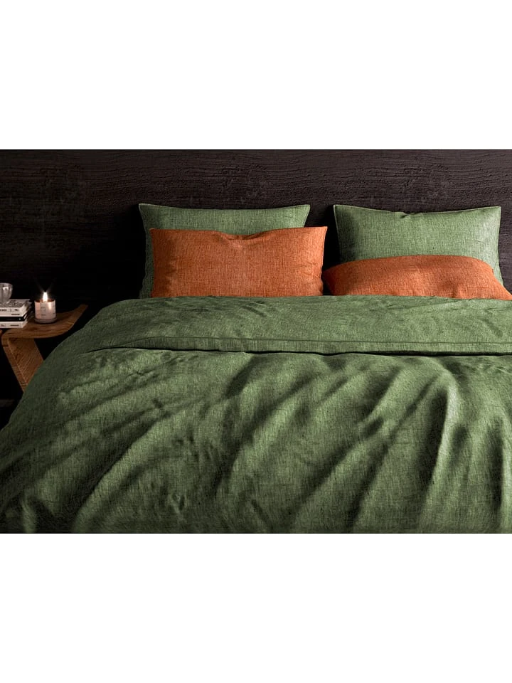Heckett & Lane Flanell-Bettwäsche-Set "Franela" In Grün – Bild 2