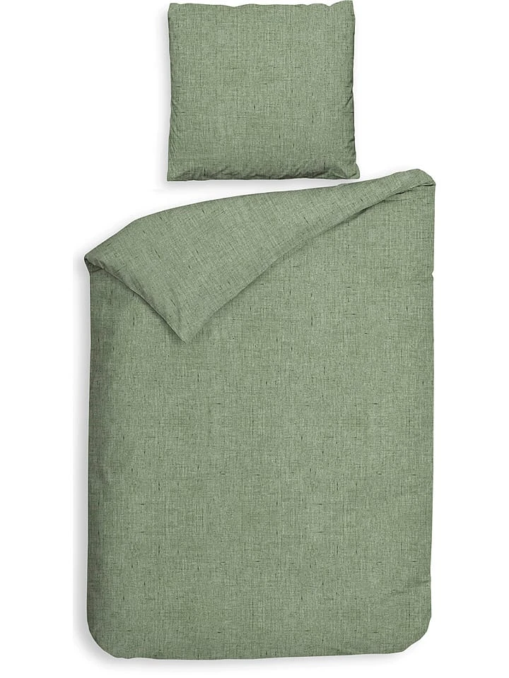 Heckett & Lane Flanell-Bettwäsche-Set "Franela" In Grün