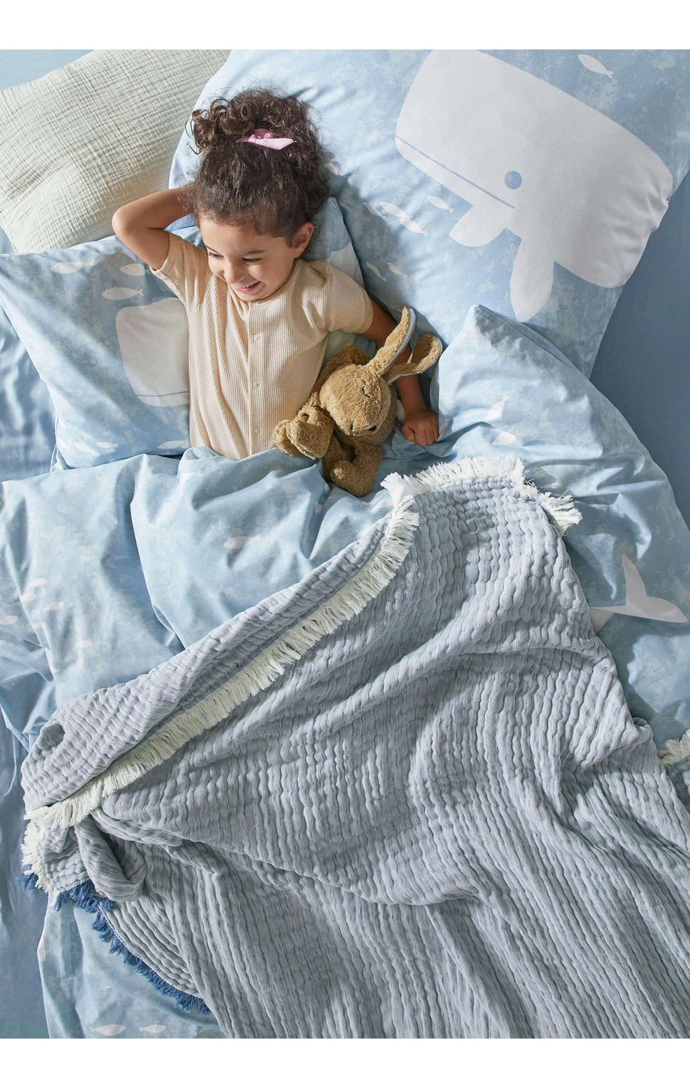 Hessnatur Baumwoll-Überwurf Tide Aus Reiner Bio-Baumwolle In Stahlblau – Bild 2