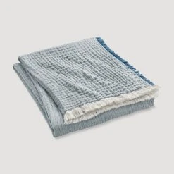 Hessnatur Baumwoll-Überwurf Tide Aus Reiner Bio-Baumwolle In Stahlblau