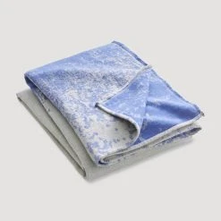 Hessnatur Plaid Skum Aus Reiner Bio-Baumwolle In Azurblau