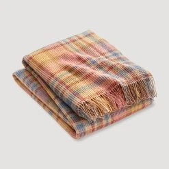 Hessnatur Waffel-Plaid Madras Aus Reiner Bio-Merinowolle In Wüstengelb