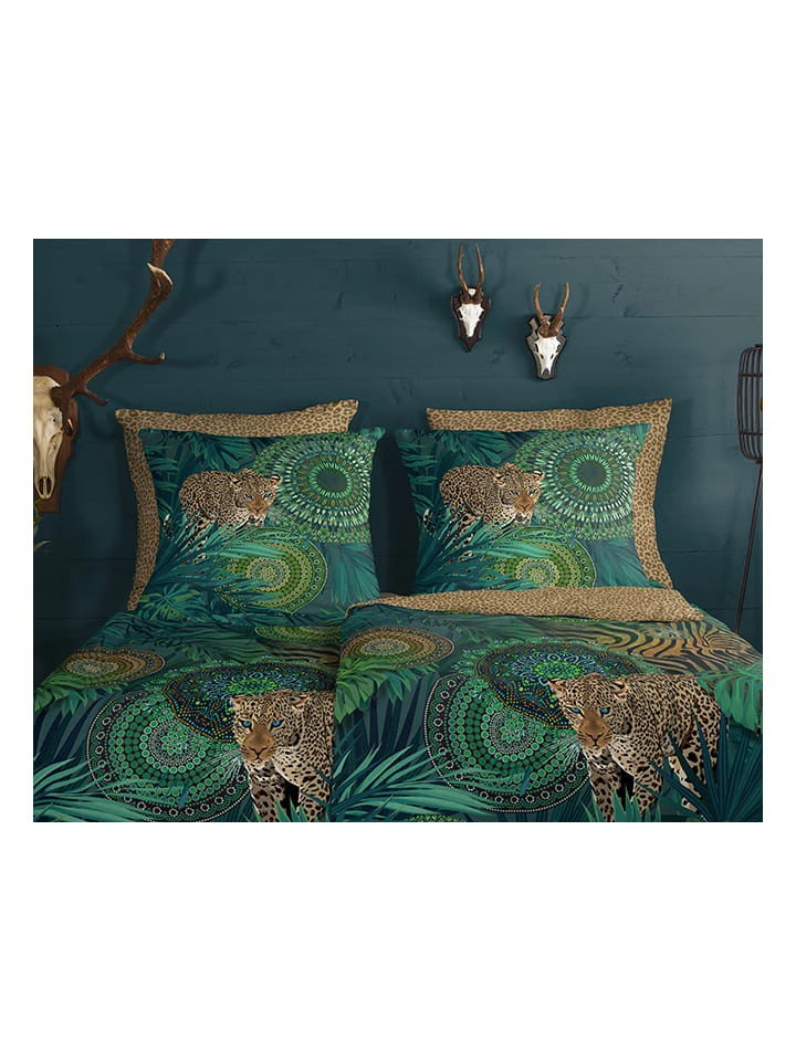 HIP Flanell-Bettwäsche-Set "Taysir" In Hellbraun/ Grün – Bild 4