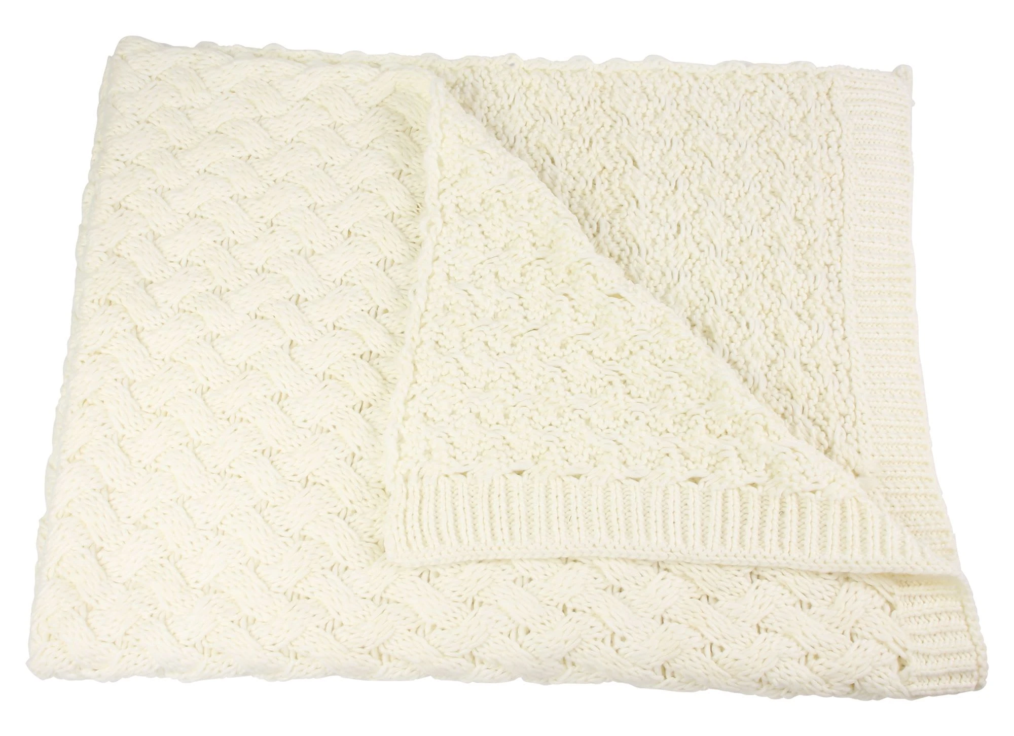 HomeLiving Kuscheldecke "Strick" 1270x1520 In Creme