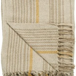 Ib Laursen Plaid Creme Mit Streifen Beige Und Mustard 130x160