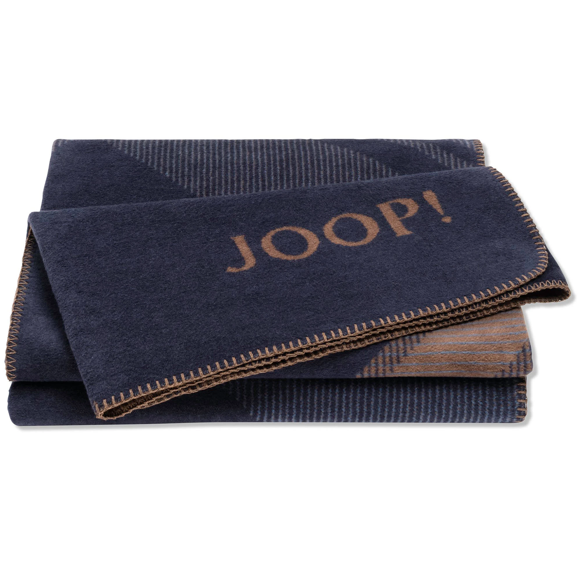 JOOP! Wohndecken Checks In Marine-karamell