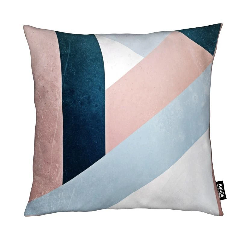 Juniqe Kissen "Complex" In Blau & Cremeweiß