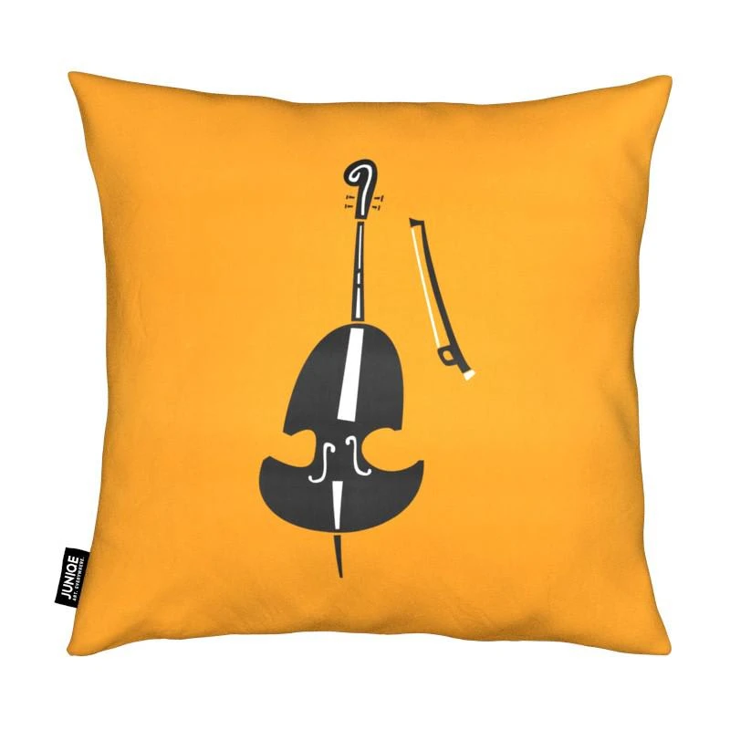 Juniqe Kissen "Double Bass" In Grau & Orange – Bild 2