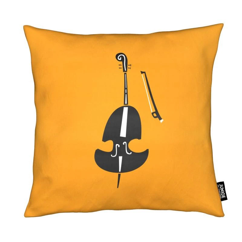 Juniqe Kissen "Double Bass" In Grau & Orange