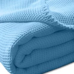 Kneer Wohndecke La Diva Waffelpique-Decke Qualität 91 In Blau