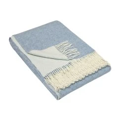 Lanzaretti Woll-Plaid In Hellblau