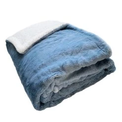 Le Comptoir De La Plage XL Kunstfell Wohndecke In Blau - (L)240 X (B)220 Cm