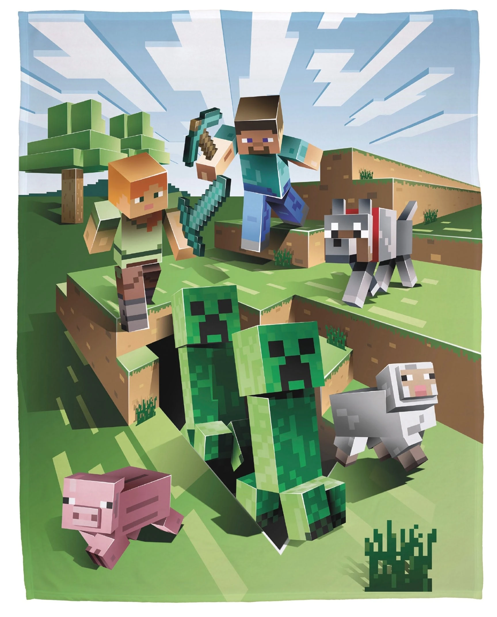 Decke / Fleecedecke "Minecraft" In Bunt