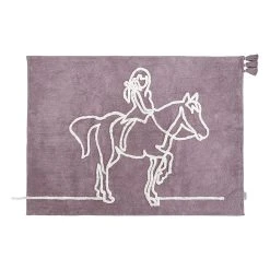 Minividuals Teppich "Mädchen Auf Pferd" In Rosa - (L)170 X (B)120 Cm