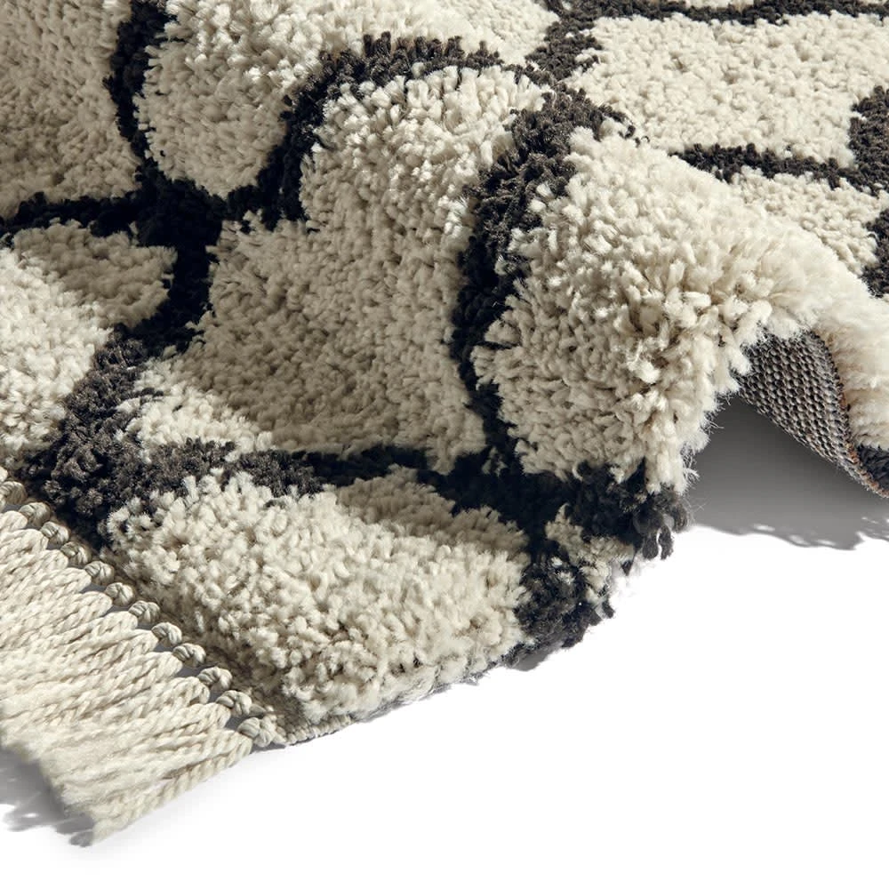 Mint Rugs Hochflor Teppich Fransen Pearl Creme Schwarz â Bild 2