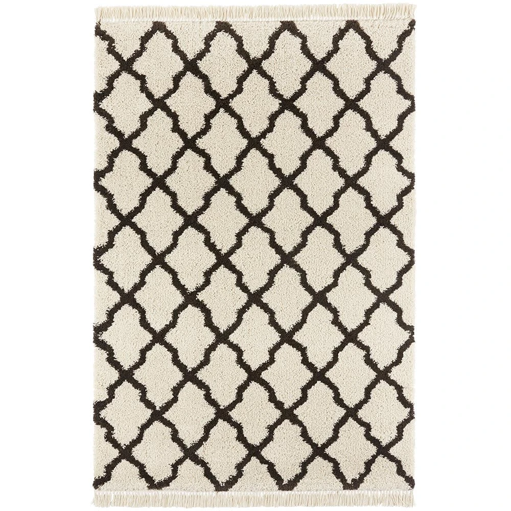 Mint Rugs Hochflor Teppich Fransen Pearl Creme Schwarz â Bild 3