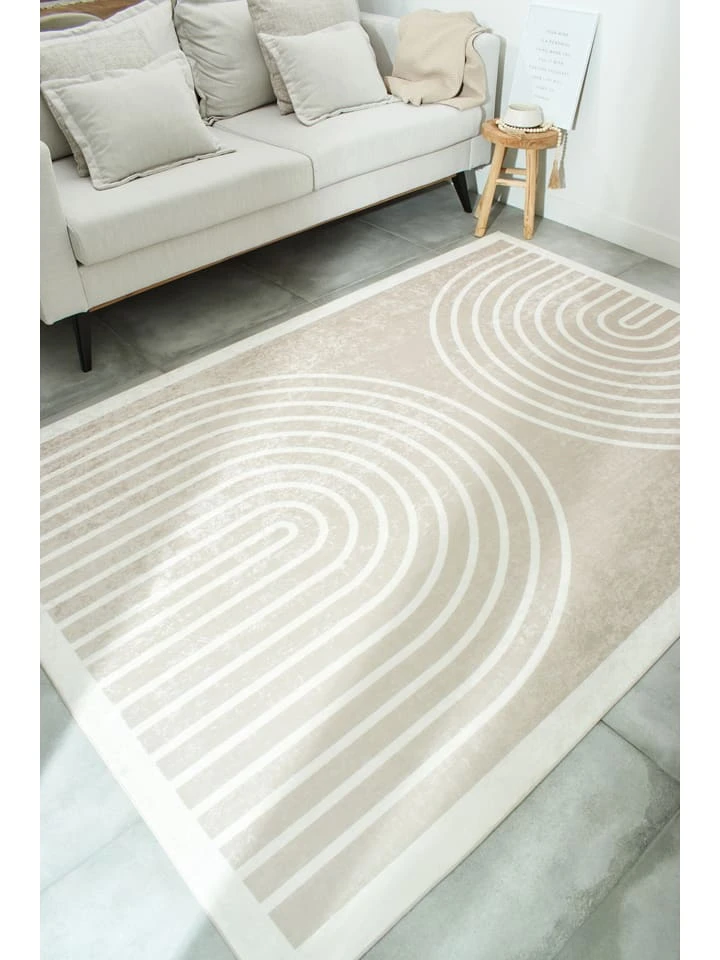 Nazar Kurzflor-Teppich "Grege" In Beige – Bild 2