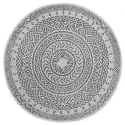 Northrugs In- & Outdoor Teppich Giro Anthrazit Creme, 160 Cm Rund