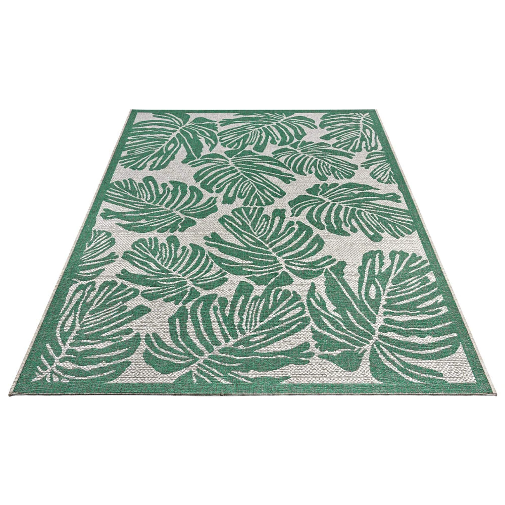 Northrugs In- & Outdoor Teppich Monstera Smaragdgrün Creme – Bild 3