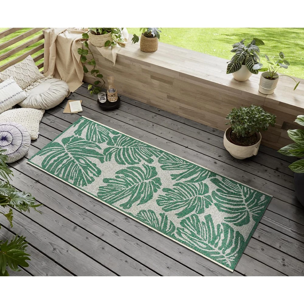 Northrugs In- & Outdoor Teppich Monstera Smaragdgrün Creme – Bild 6