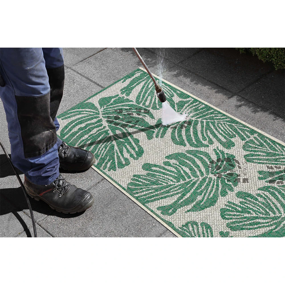 Northrugs In- & Outdoor Teppich Monstera Smaragdgrün Creme – Bild 8