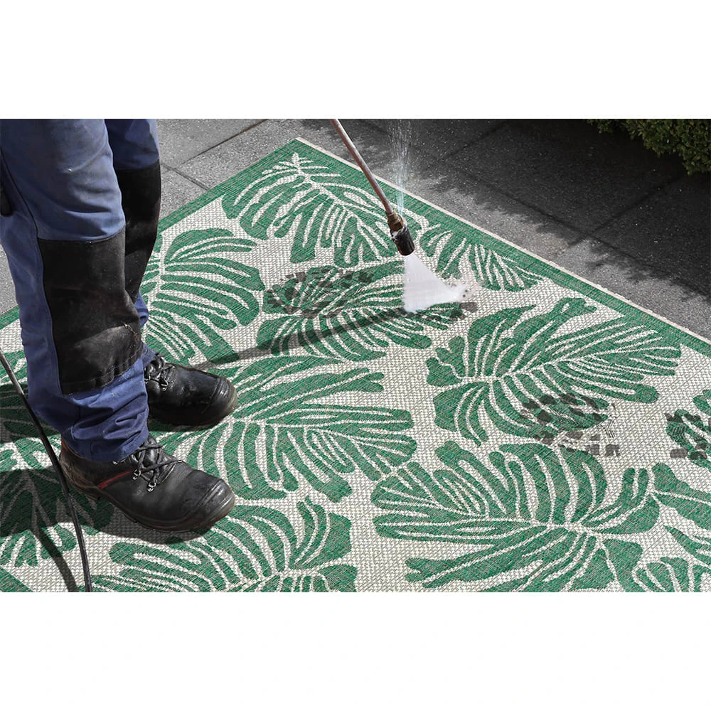 Northrugs In- & Outdoor Teppich Monstera Smaragdgrün Creme – Bild 10