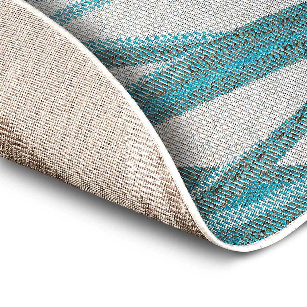 Northrugs In- & Outdoor Teppich Palm Türkis Creme Blau, 160 Cm Rund – Bild 7