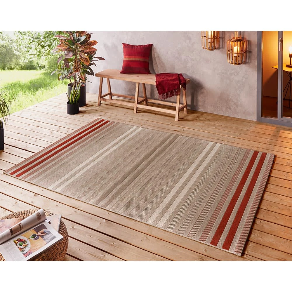 Northrugs In- & Outdoor Teppich Paros Rot Grau Creme – Bild 2