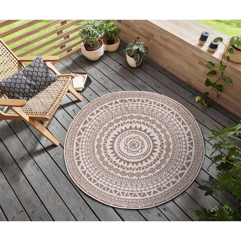 Northrugs In- & Outdoor Wendeteppich Coron Beige Creme, Rund – Bild 2