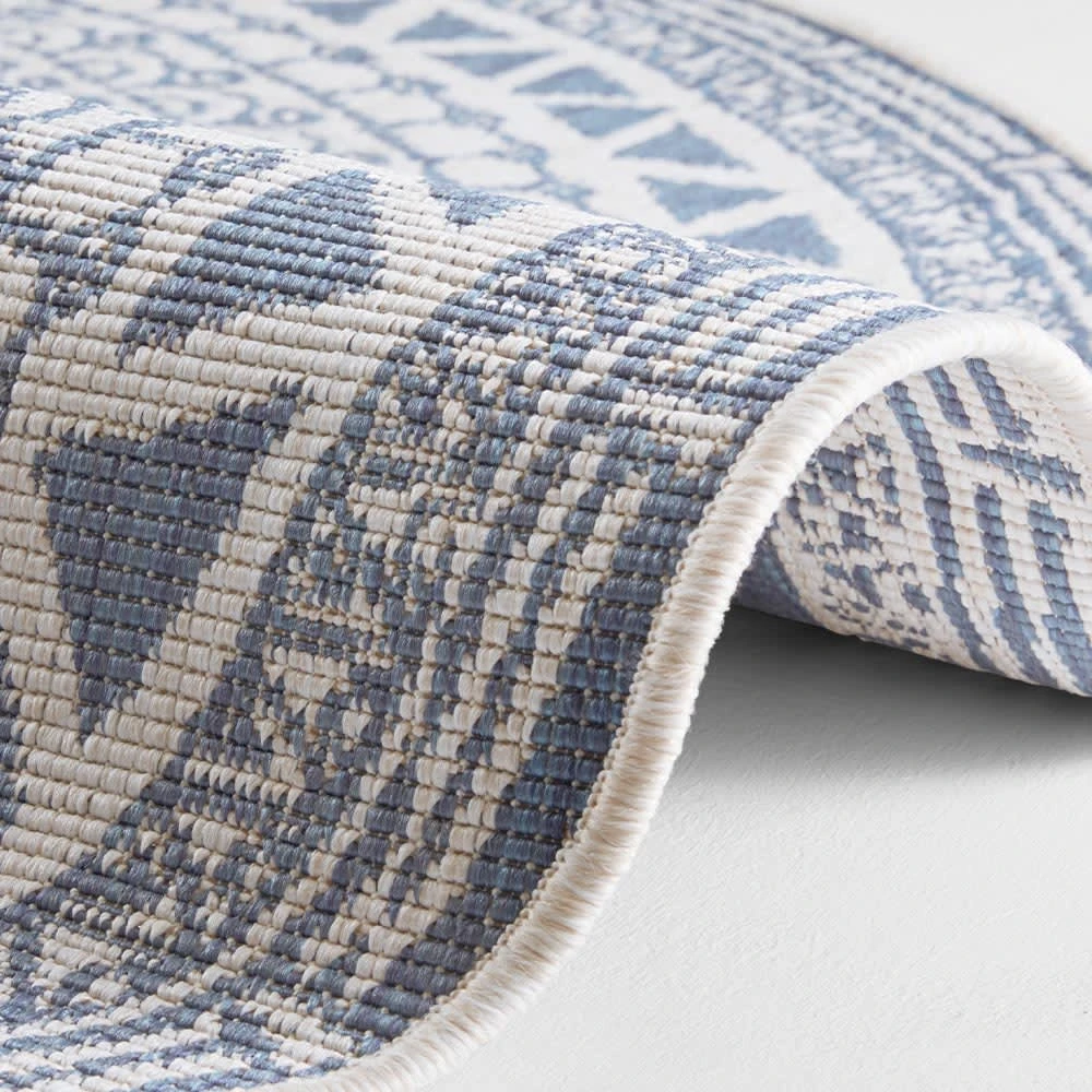 Northrugs In- & Outdoor Wendeteppich Coron Blau Creme, Rund – Bild 3