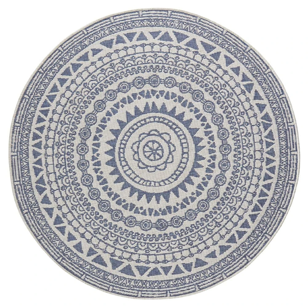 Northrugs In- & Outdoor Wendeteppich Coron Blau Creme, Rund