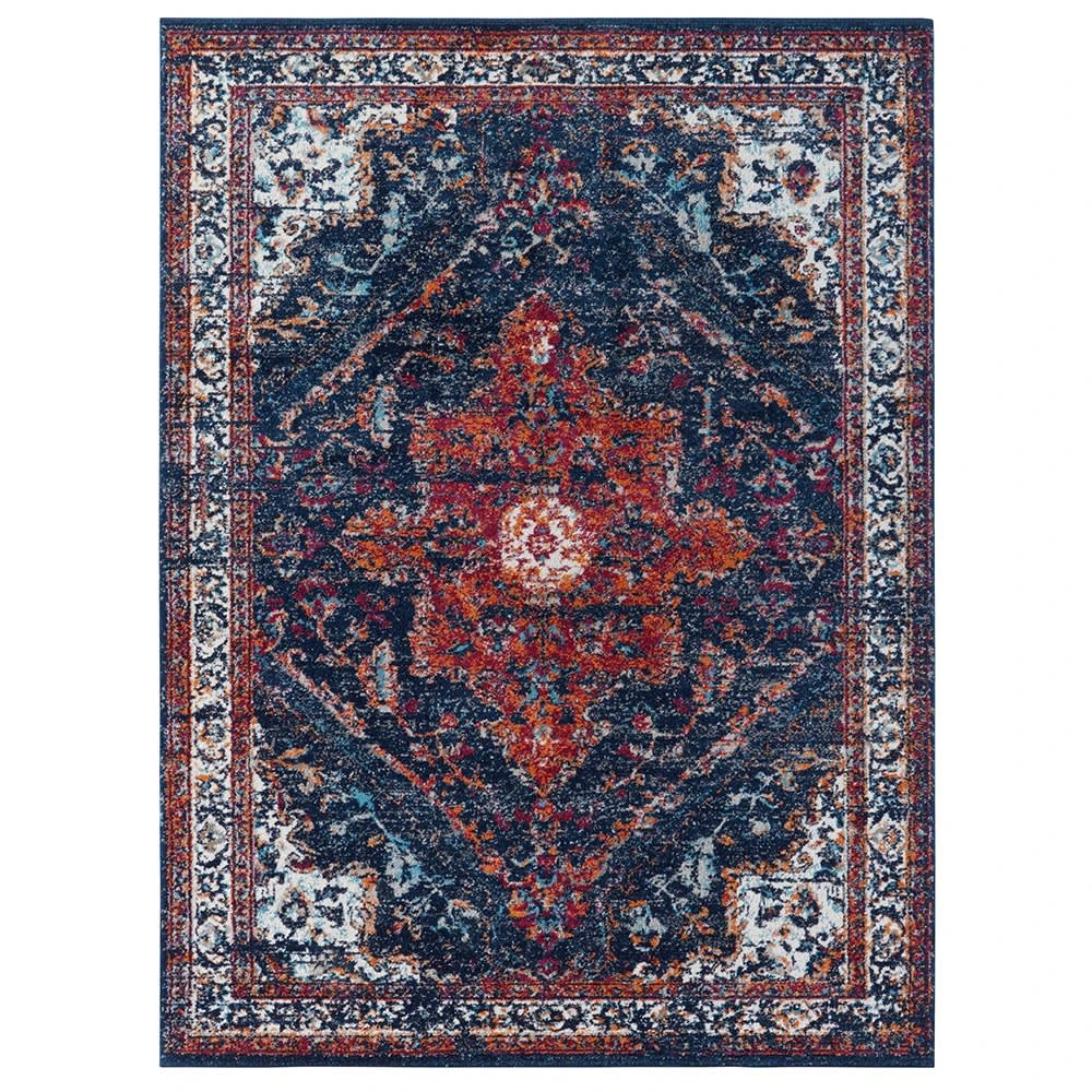 Nouristan Orientalischer Kurzflor Teppich Azrow Mitternachtsblau