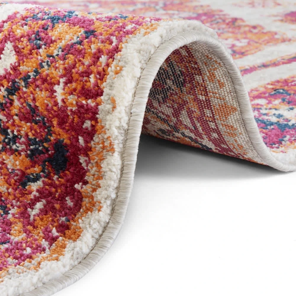 Nouristan Orientalischer Kurzflor Teppich Daber Himbeerrot – Bild 3