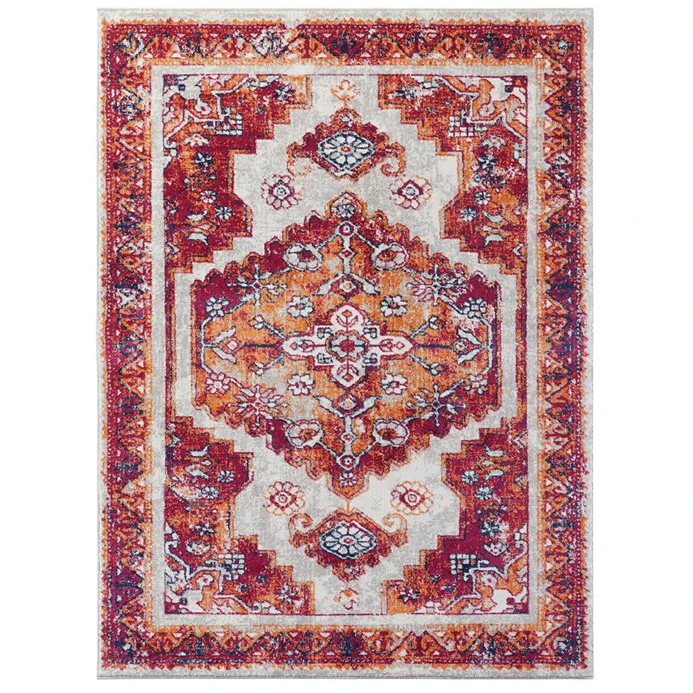 Nouristan Orientalischer Kurzflor Teppich Daber Himbeerrot