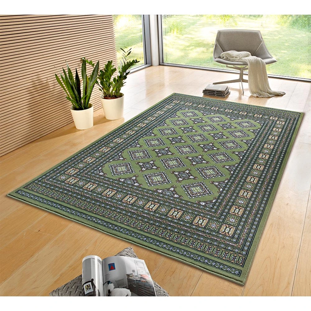 Nouristan Orientalischer Kurzflor Teppich Sao Grün – Bild 4