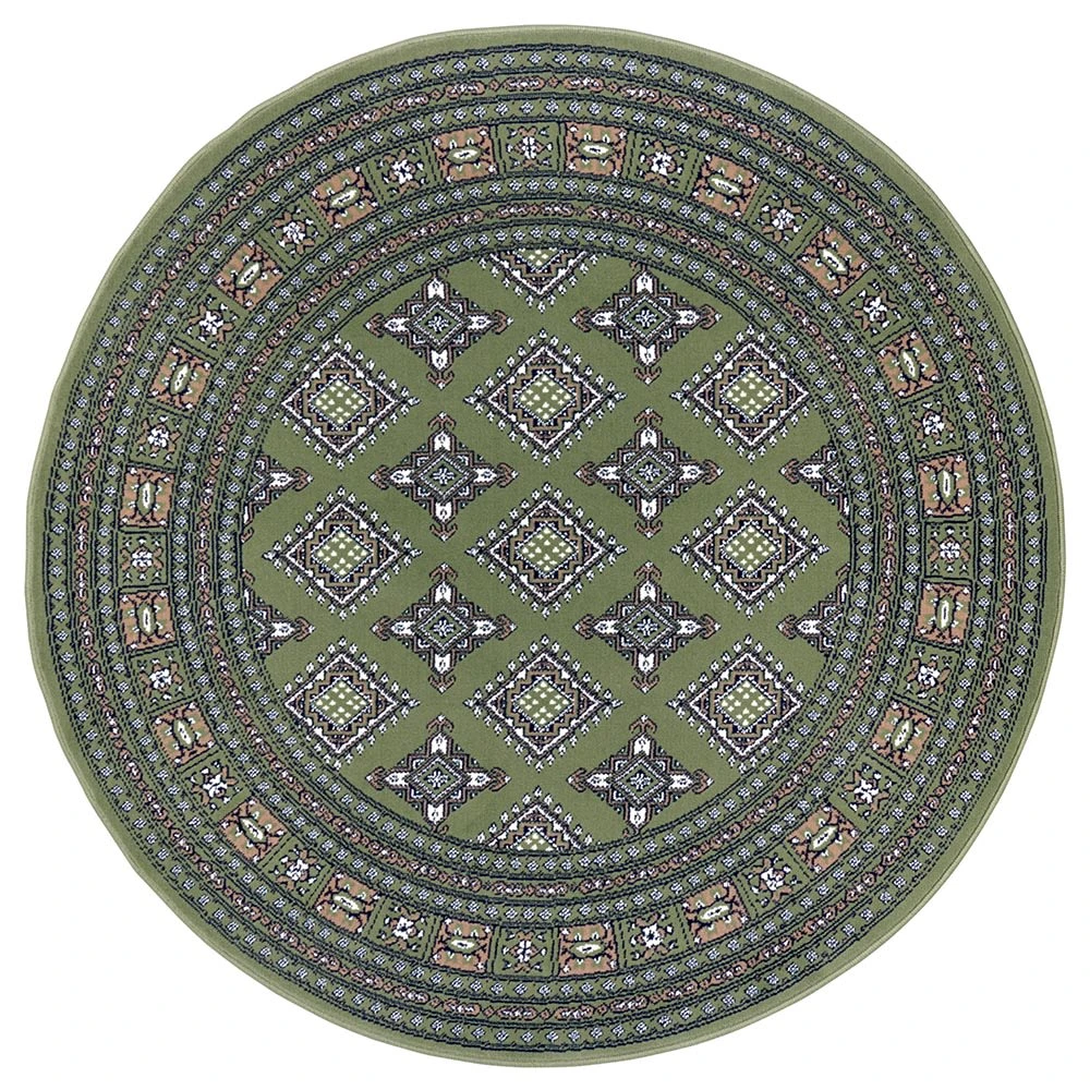 Nouristan Orientalischer Kurzflor Teppich Sao Grün – Bild 6