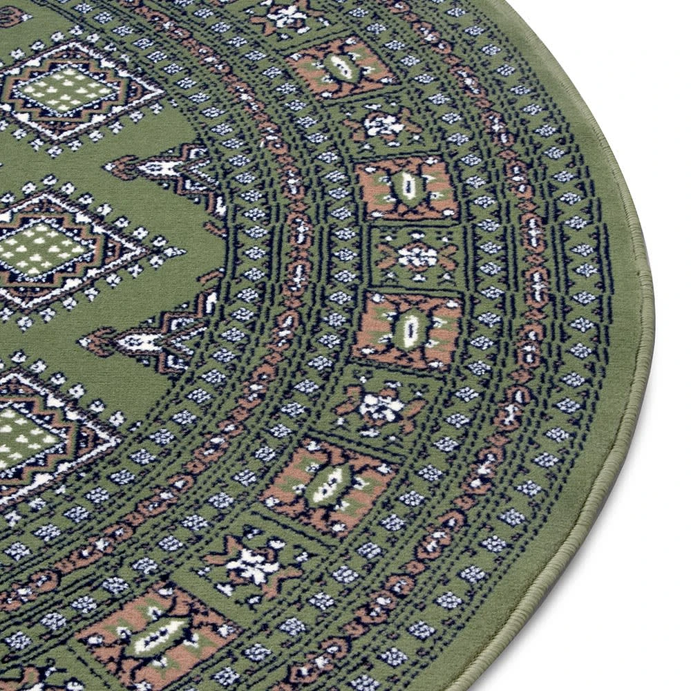 Nouristan Orientalischer Kurzflor Teppich Sao Grün – Bild 7