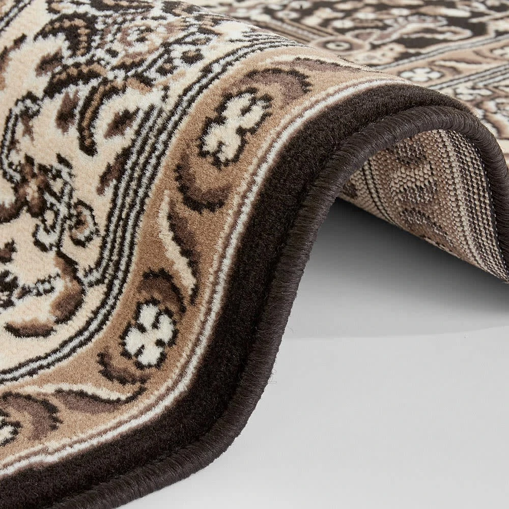 Nouristan Orientalischer Kurzflor Teppich Skazar Isfahan Creme Braun