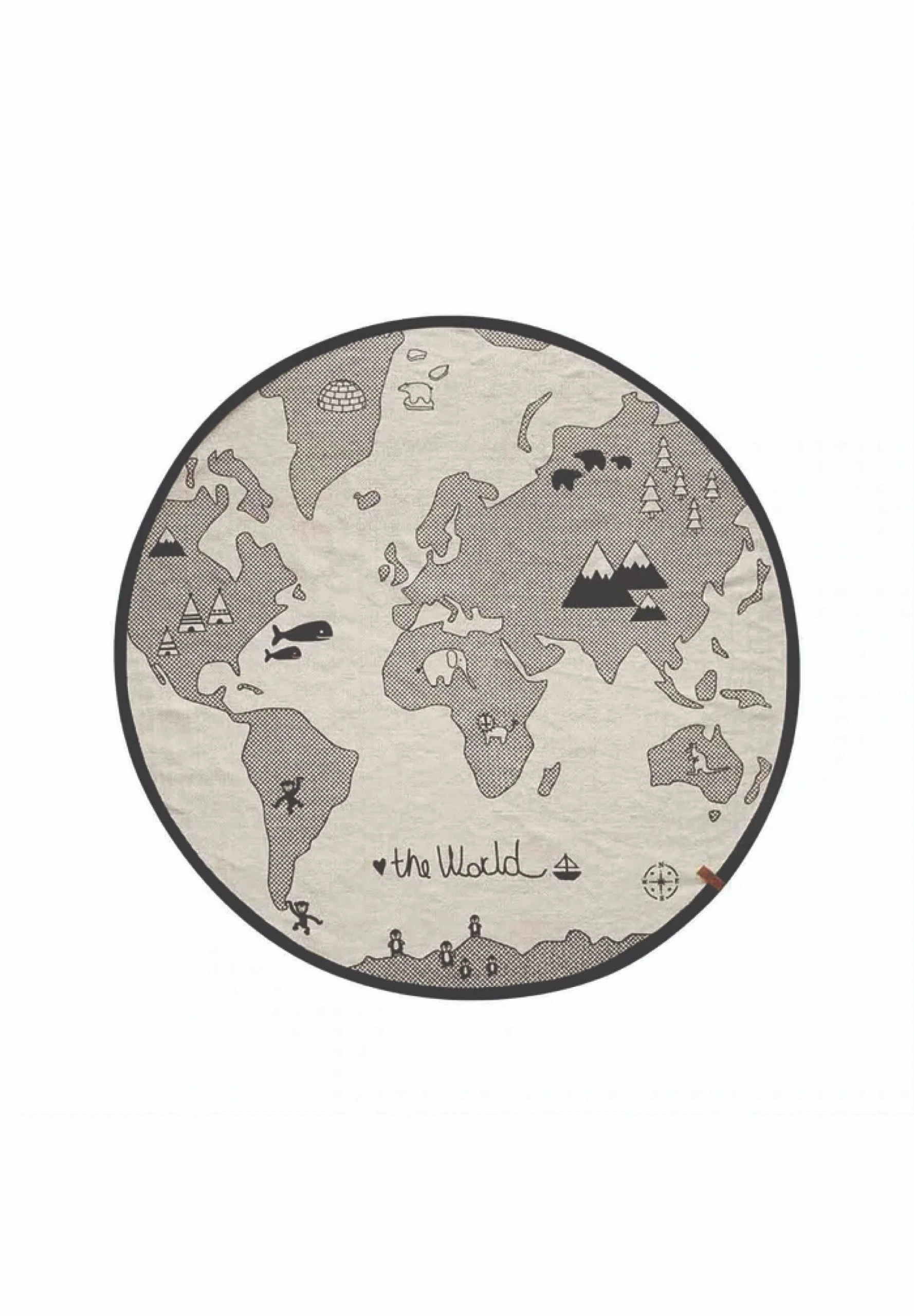 OYOY Teppich World Rug In Off-white Black