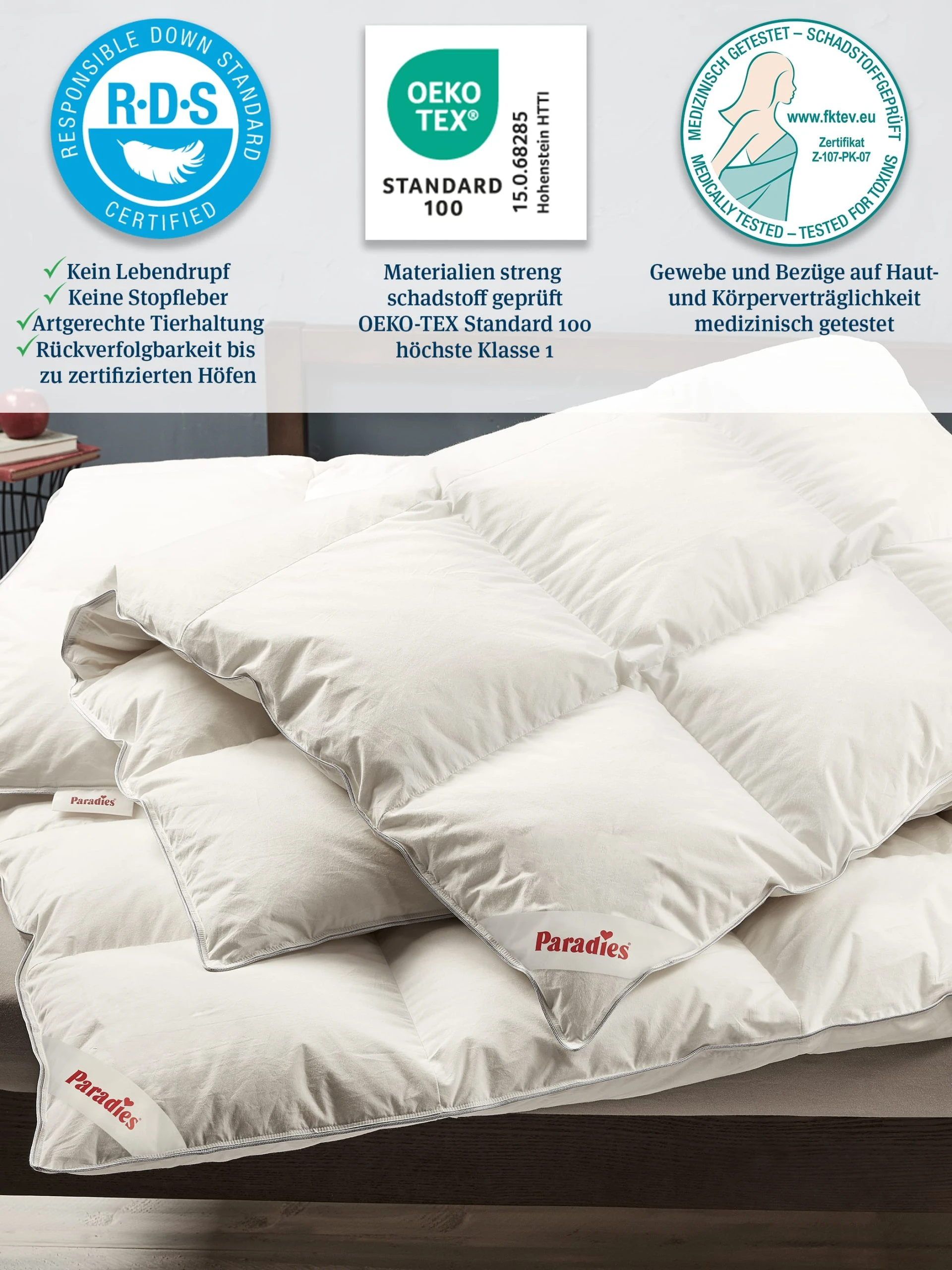 Paradies Ganzjahresbettdecke "Gabi 90" In Weiß – Bild 5