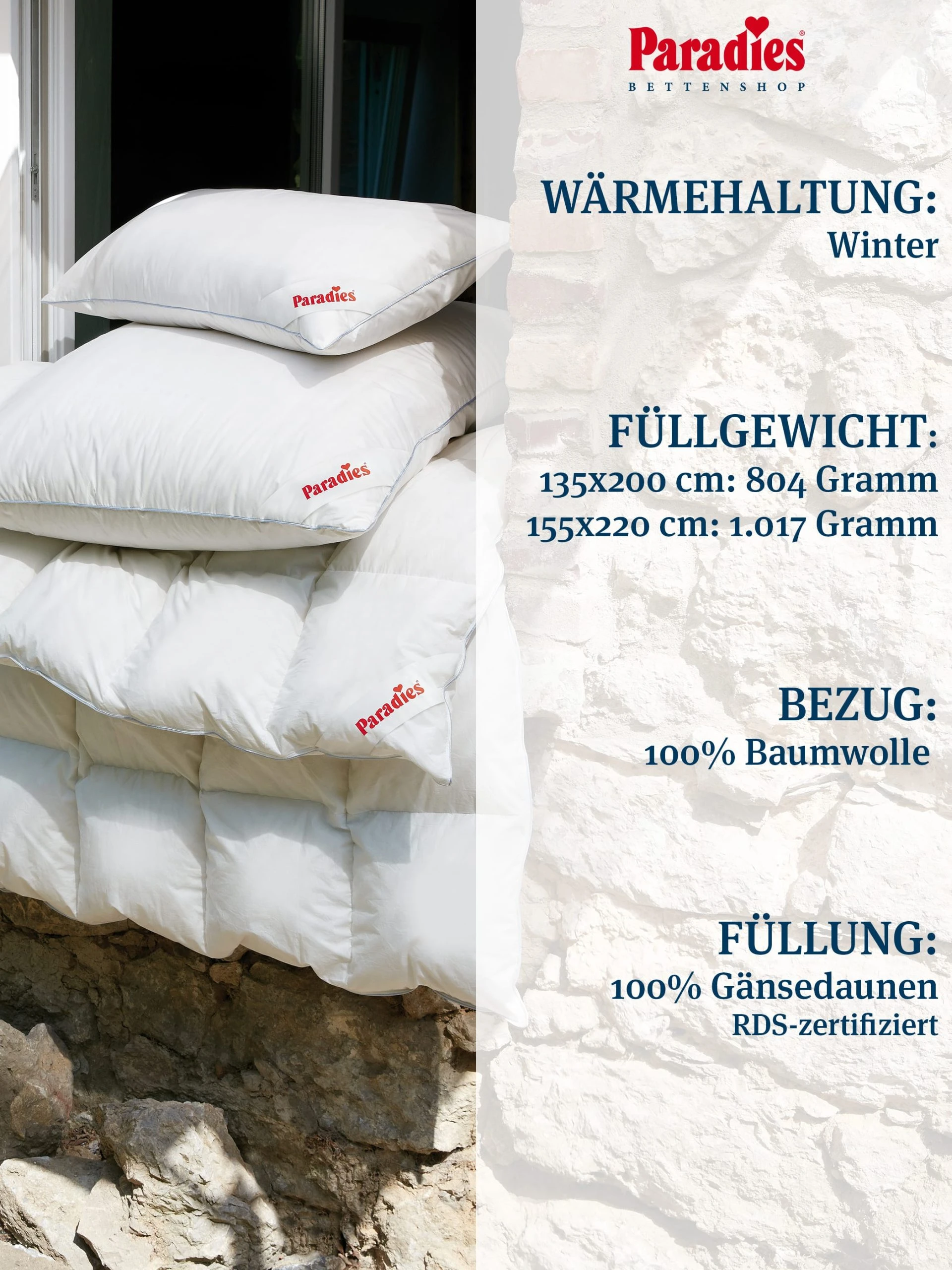 Paradies Winterbettdecke "Safina 100" In Weiß – Bild 3