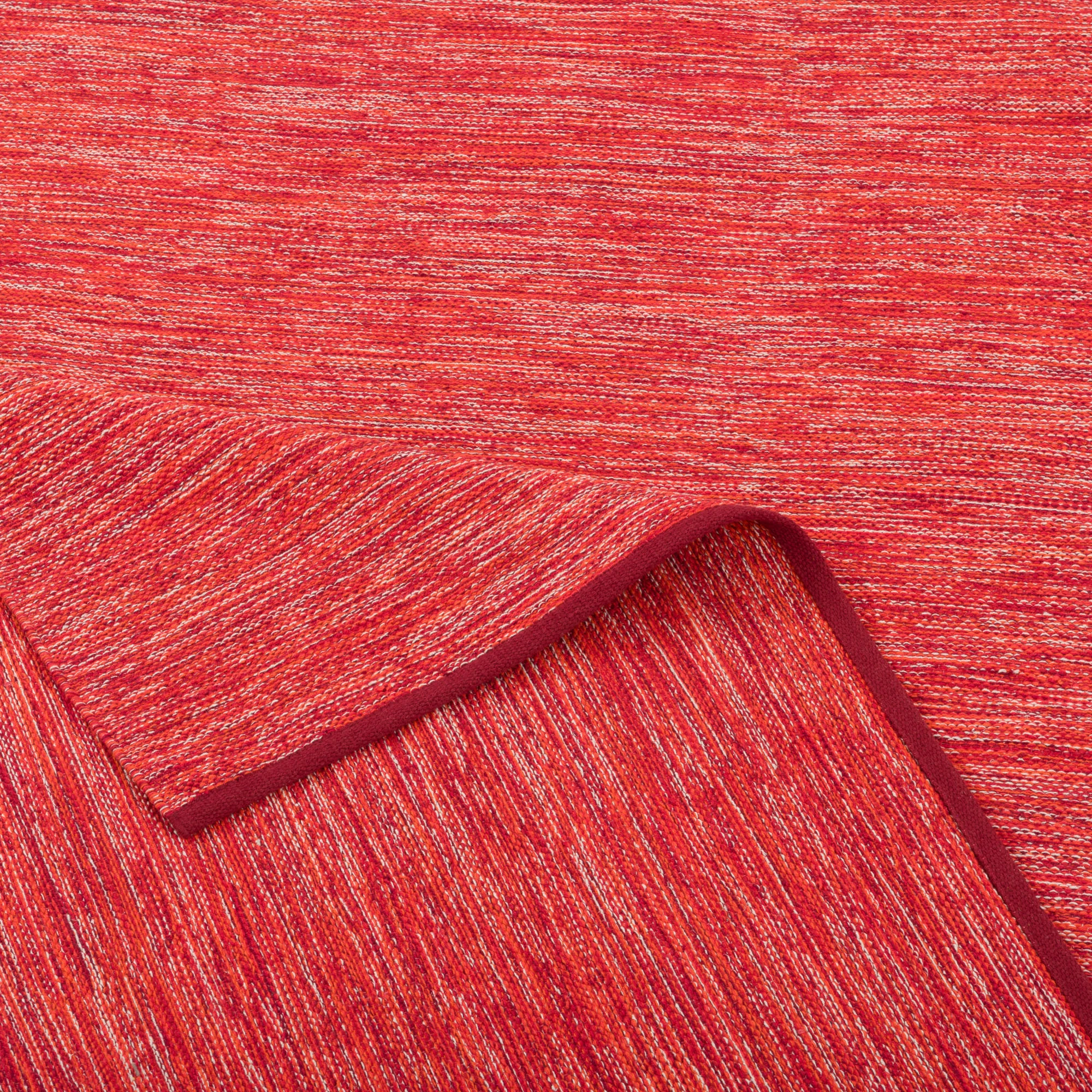 Pergamon Baumwolle Natur Kelim Teppich Easy Meliert In Rot – Bild 4